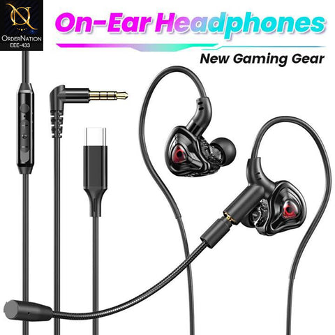 Wired Gaming Earphones with 3.5mm Cable & Detachable Mic | Dual Microphone In-Ear Gaming Headset