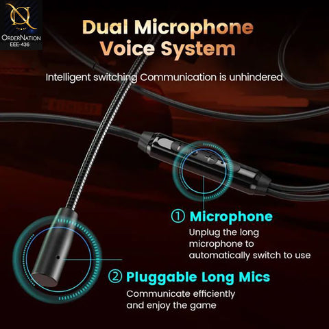 Wired Gaming Earphones with USB Cable & Detachable Mic | Dual Microphone PC Gaming In-Ear Headset