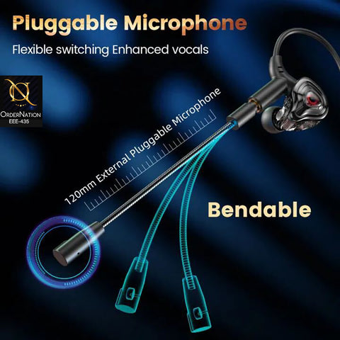 Wired Gaming Earphones with Type-C Cable & Detachable Mic | Dual Microphone Type-C In-Ear Gaming Headset
