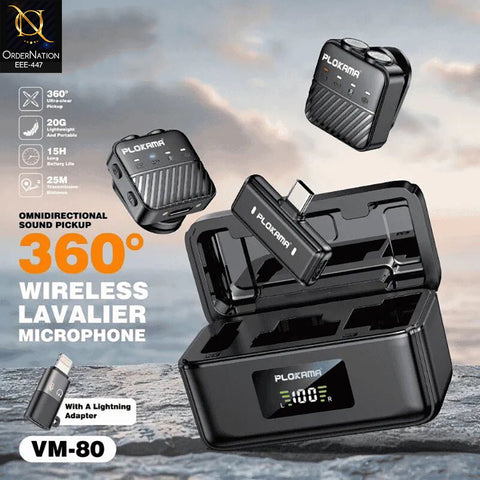 Plokama VM-80 Wireless Broadcast Lavalier Microphone (Dual Pack, 360° Omnidirectional)
