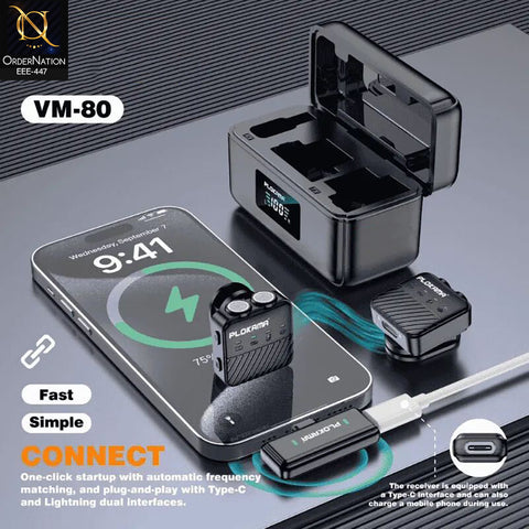 Plokama VM-80 Wireless Broadcast Lavalier Microphone (Dual Pack, 360° Omnidirectional)
