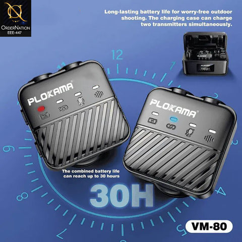 Plokama VM-80 Wireless Broadcast Lavalier Microphone (Dual Pack, 360° Omnidirectional)