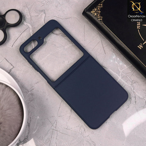 Samsung Galaxy Z Flip 5 5G - Sierra Blue - Luxury Elegant Style Leather Soft Case With Camera Bumper Protection