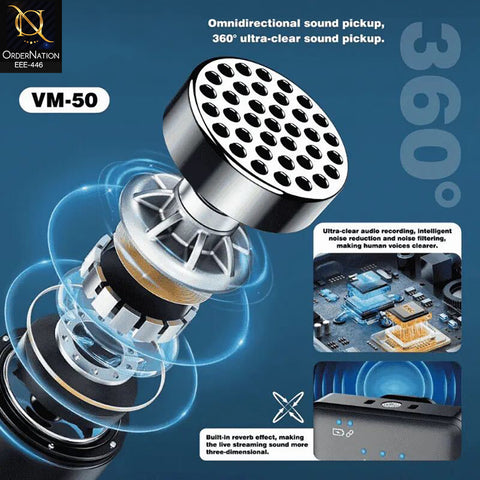 Plokama VM-50 2.4G Wireless Broadcast Lavalier Microphone with ANC Noise Reduction (200mAh)