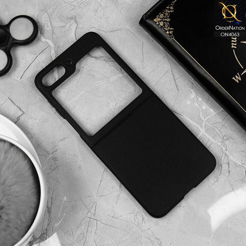 Samsung Galaxy Z Flip 5 5G - Black - Luxury Elegant Style Leather Soft Case With Camera Bumper Protection