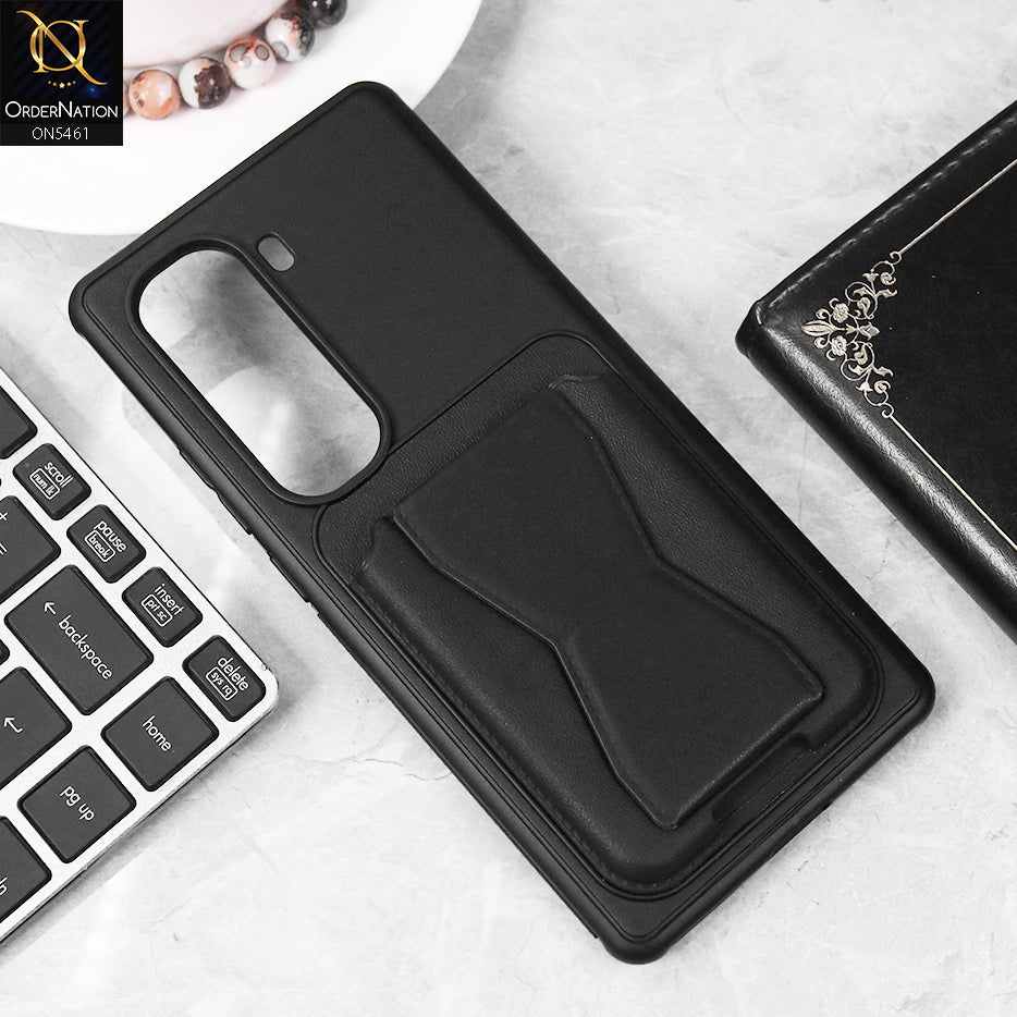 Infinix Hot 50 Pro Plus Cover - Black - New Protective Case with Card Holder And Bracket Stand Holder