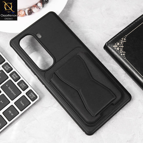 Infinix Hot 50 Pro Plus Cover - Black - New Protective Case with Card Holder And Bracket Stand Holder