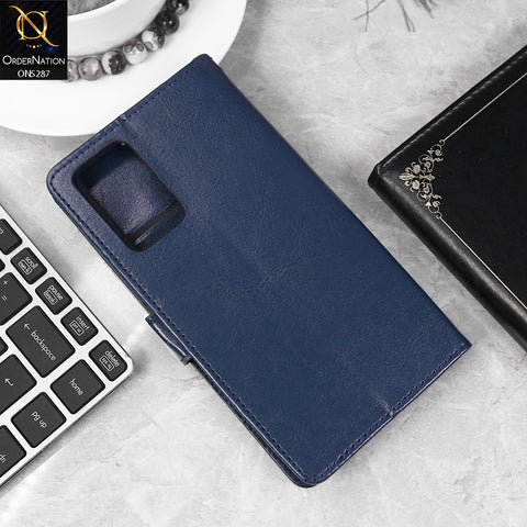 Vivo V23e Cover - Blue - Premium PU Leather Magnetic Flip Book Card Slots Wallet Soft Case