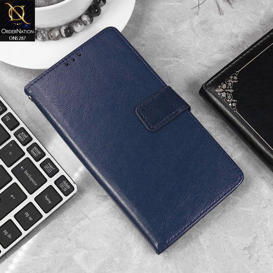 Vivo V23e Cover - Blue - Premium PU Leather Magnetic Flip Book Card Slots Wallet Soft Case