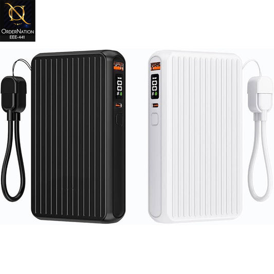 SAIYA PB-04 10000mAh 22.5W Fast Charging Power Bank with Telescopic Cable