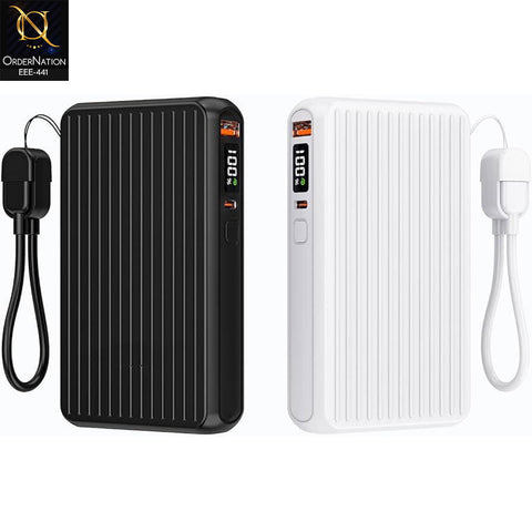 SAIYA PB-04 10000mAh 22.5W Fast Charging Power Bank with Telescopic Cable
