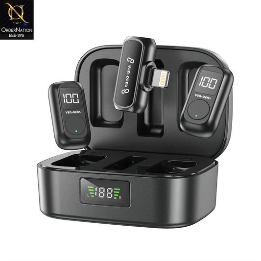 VEN-DENS VD-MIC027 Professional Wireless Magnetic Microphone – HD Dual Mic with IP Port & 300mAh Charging Case