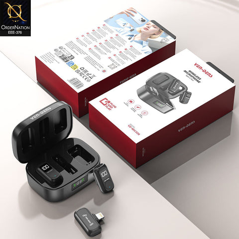 VEN-DENS VD-MIC027 Professional Wireless Magnetic Microphone – HD Dual Mic with IP Port & 300mAh Charging Case