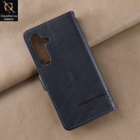 Samsung Galaxy S25 Cover - Blue -  Way Out Excellence Quality Soft Tpu Leather Flip Book With Card Holding Slots