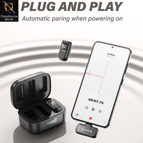 VEN-DENS VD-MIC027 Professional Wireless Magnetic Microphone – HD Dual Mic with IP Port & 300mAh Charging Case