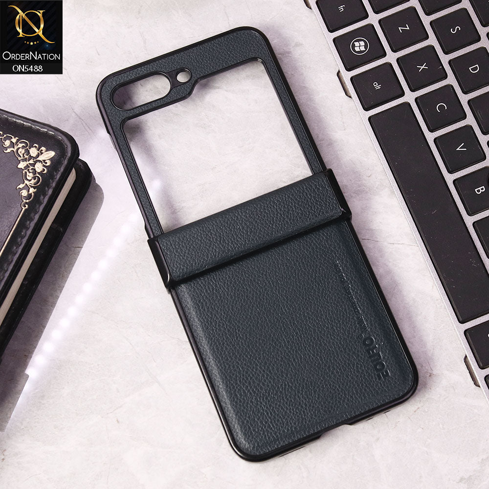 Samsung Galaxy Z Flip 5 5G Cover - Blue - New Premium Euro Classic Leather Flip Case