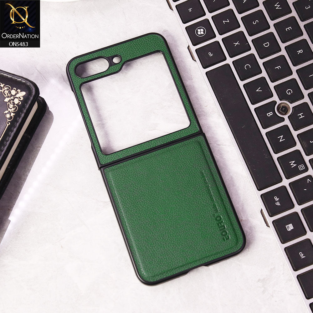 Samsung Galaxy Z Flip 5 5G Cover - Green - Premium Euro Leather Folding Case