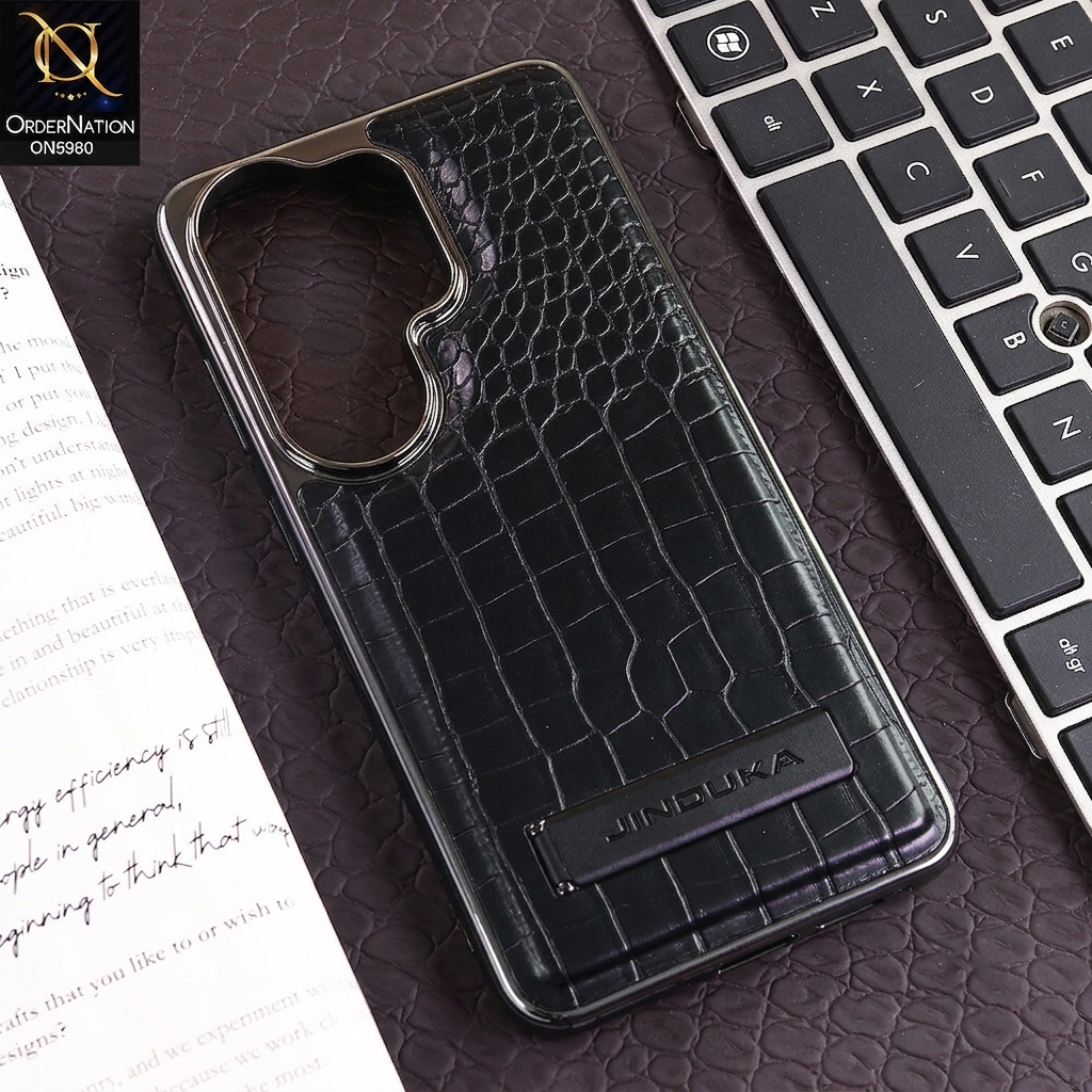 Samsung Galaxy S26 Ultra - Black - JINDUKA Urban Elite Crock Texture Case with Metallic Camera Ring