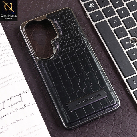 Samsung Galaxy S26 Ultra - Black - JINDUKA Urban Elite Crock Texture Case with Metallic Camera Ring