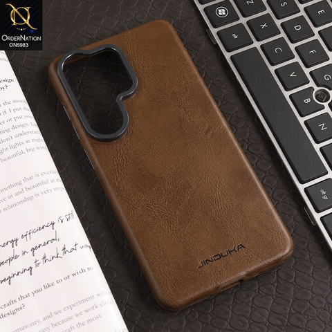 Samsung Galaxy S26 Ultra - Brown - New Jinduka Vintage Matte Leather Back Cover with Camera Guard