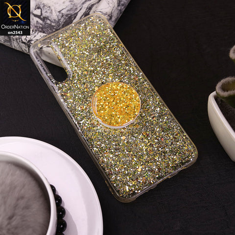 Samsung Galaxy A50s Cover - Design 2 - New Fashion Bling Not Moving Glitter Soft Case With Pop Shocket - Glitter Does Not Move