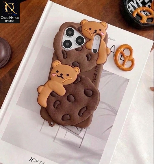 iPhone 17 Pro Max Cover - Brown - 3D Cartoon Kawaii Cookie Soft Silicon Case