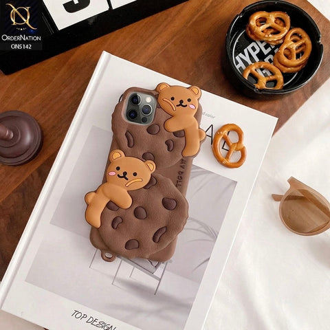 iPhone 12 Pro Cover - Brown - 3D Cartoon Kawaii Cookie Soft Silicon Case