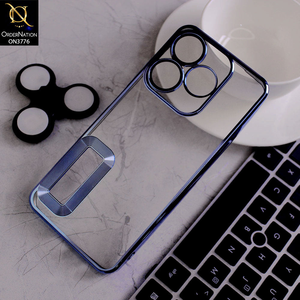 Tecno Spark 10 Cover - Sierra Blue -  Electroplating Borders Logo Hole Camera Lens Protection Soft Silicone Case