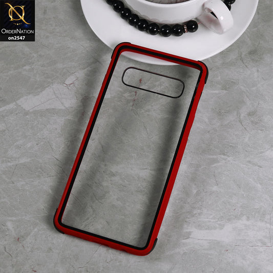 Samsung Galaxy S10 - Red - Shiny Acrylic Anti-Shock Bumper Transparent Back Case