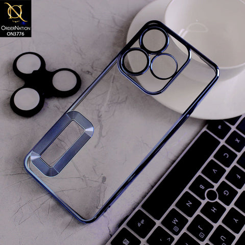 Tecno Spark 10C Cover - Sierra Blue -  Electroplating Borders Logo Hole Camera Lens Protection Soft Silicone Case