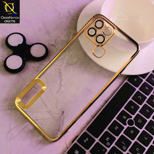 Infinix Smart 6 Cover - Golden -  Electroplating Borders Logo Hole Camera Lens Protection Soft Silicone Case