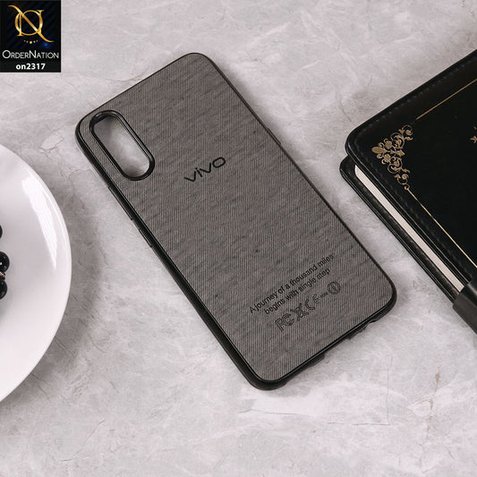 Vivo S1 Cover - Gray - Electroplating Shiny Border Leather Texture Soft Case