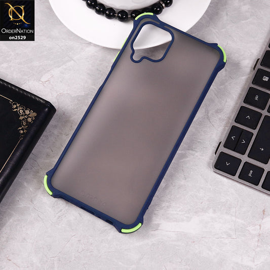 Samsung Galaxy A12 Cover - Blue - Translucent Matte Shockproof Camera Ring Protection Case