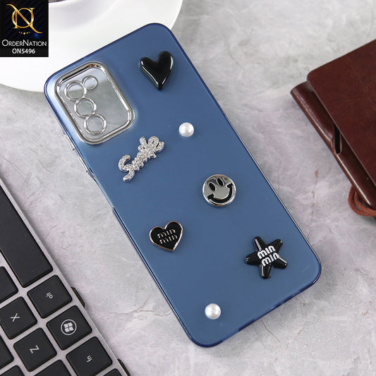 Samsung Galaxy M02s  Cover - Blue -  3D Smile Cartoon Matte Shinny Case With Camera Protection Soft Border Case