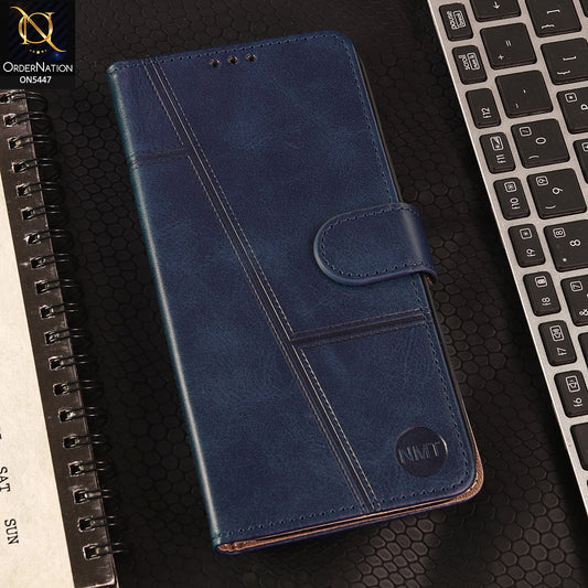 iPhone 14 Plus Cover - Blue - Premium Leather Megantic Flip Book Covers With Card Holding Option