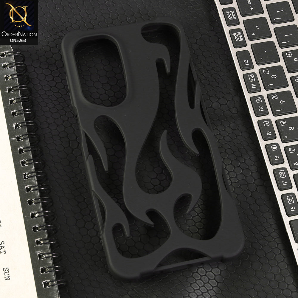 Samsung Galaxy A17 Cover - Black - Matte Color 3D Flame Series Flexible Soft Case