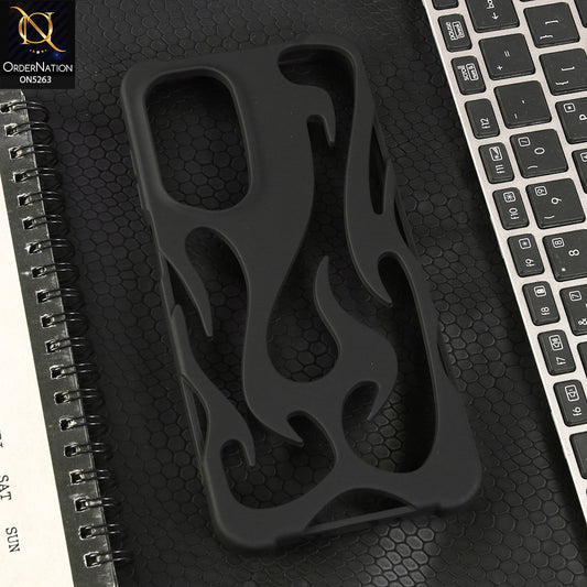 Samsung Galaxy F17 Cover - Black - Matte Color 3D Flame Series Flexible Soft Case