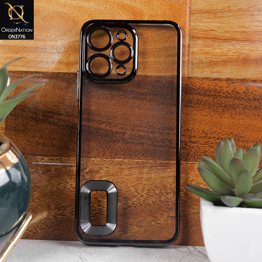 Xiaomi Redmi 12 Cover - Black -  Electroplating Borders Logo Hole Camera Lens Protection Soft Silicone Case