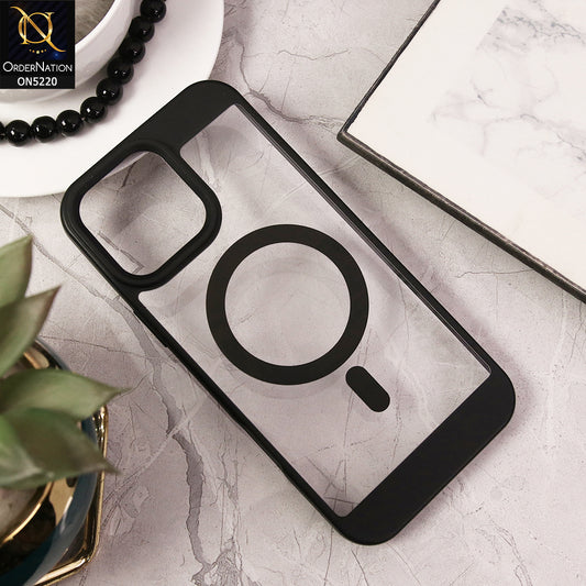 iPhone 16 Pro Cover - Black - Trendy Hybrid Style Transparent Magsafe Back Color Soft Border Case