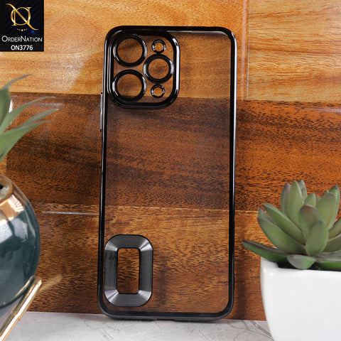Xiaomi Redmi 12 Cover - Black -  Electroplating Borders Logo Hole Camera Lens Protection Soft Silicone Case