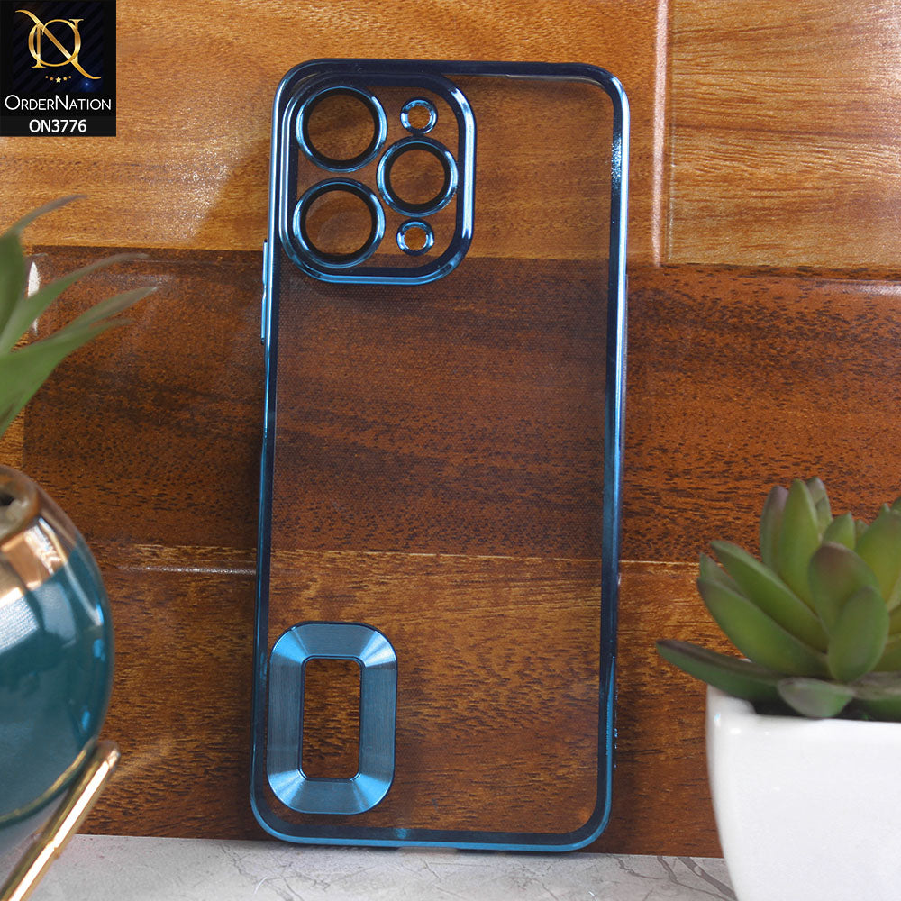 Xiaomi Redmi 12 Cover - Blue -  Electroplating Borders Logo Hole Camera Lens Protection Soft Silicone Case