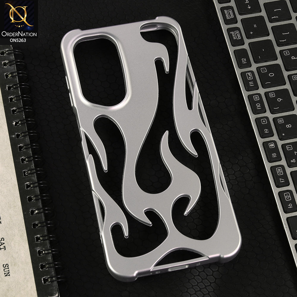 Samsung Galaxy A17 Cover - Silver - Matte Color 3D Flame Series Flexible Soft Case