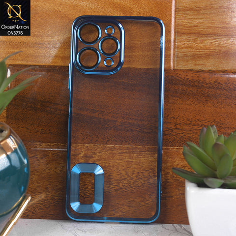 Xiaomi Redmi 12 Cover - Blue -  Electroplating Borders Logo Hole Camera Lens Protection Soft Silicone Case