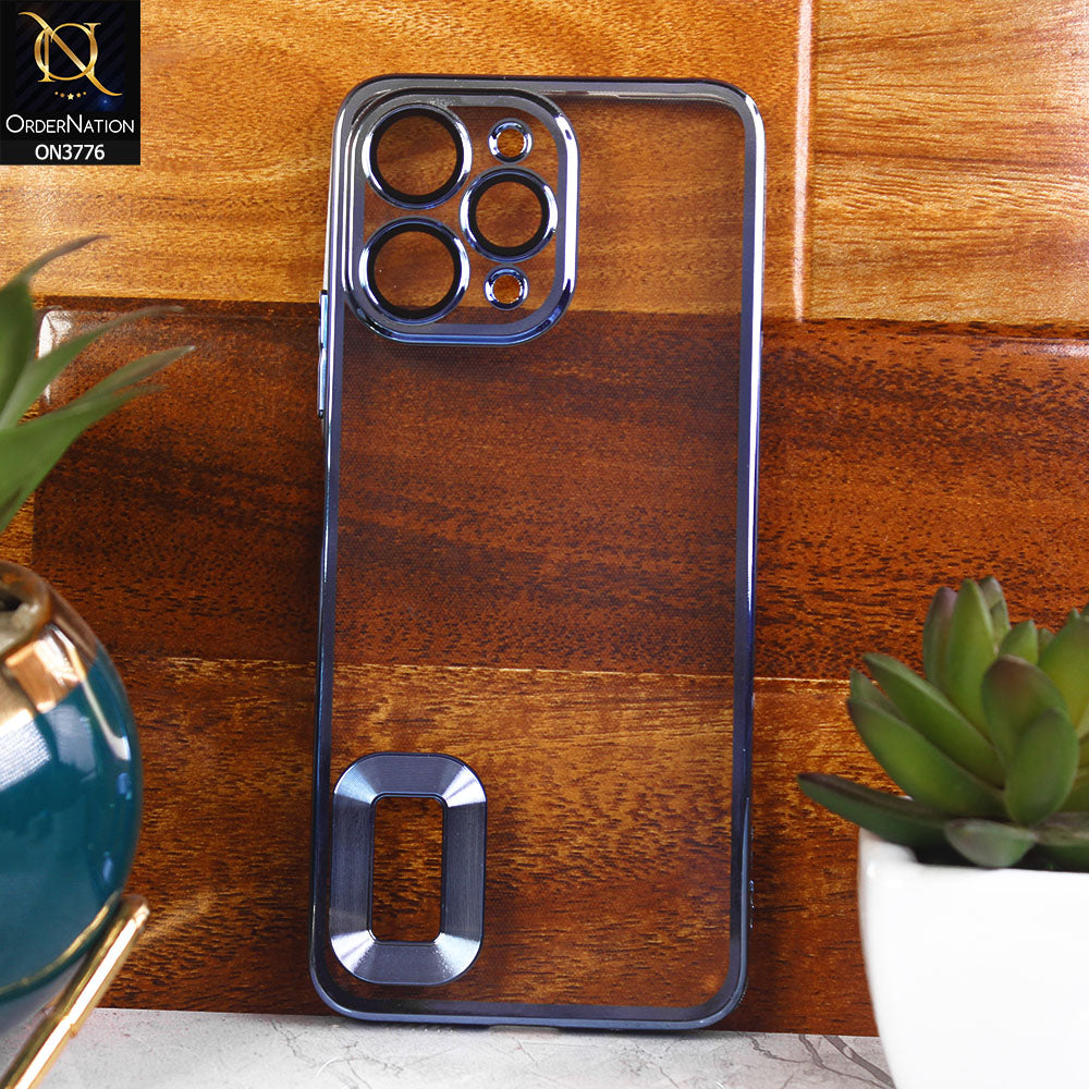 Xiaomi Redmi 12 Cover - Sierra Blue -  Electroplating Borders Logo Hole Camera Lens Protection Soft Silicone Case