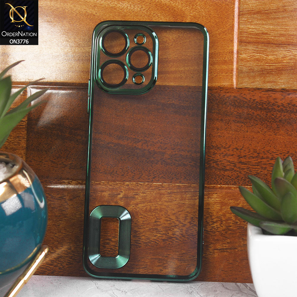 Xiaomi Redmi 12 Cover - Green -  Electroplating Borders Logo Hole Camera Lens Protection Soft Silicone Case