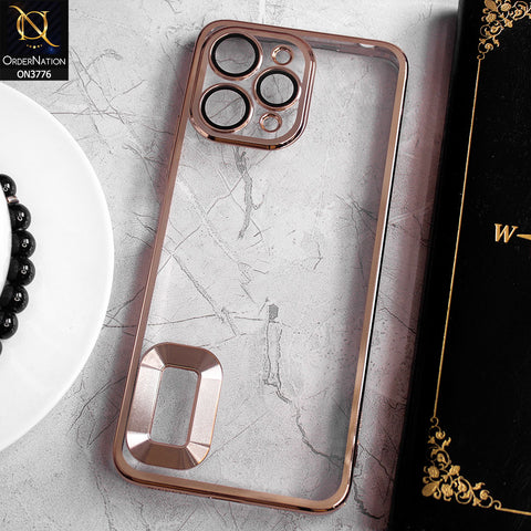 Xiaomi Redmi 12 Cover - Golden -  Electroplating Borders Logo Hole Camera Lens Protection Soft Silicone Case