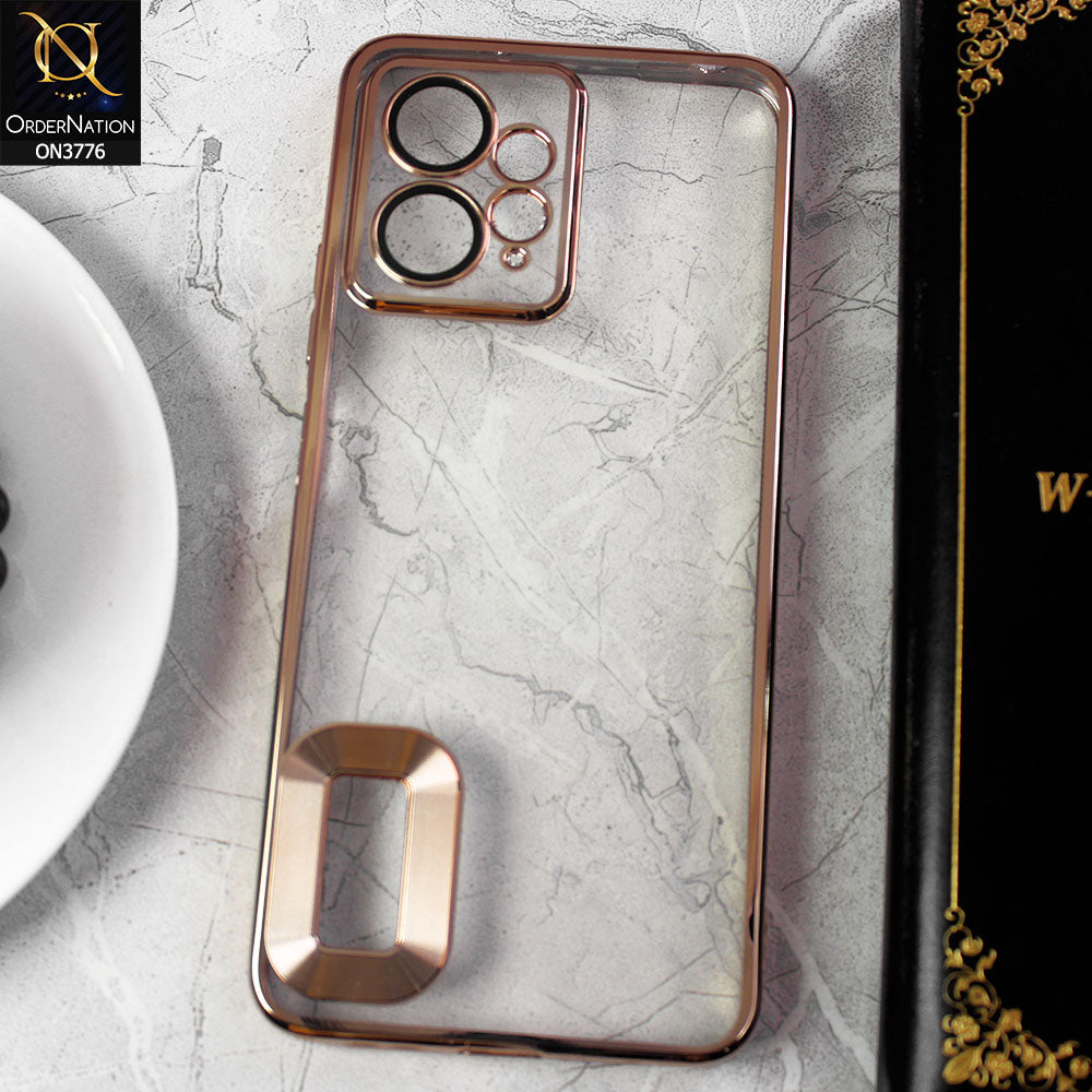Xiaomi Redmi Note 12 4G Cover - Golden -  Electroplating Borders Logo Hole Camera Lens Protection Soft Silicone Case