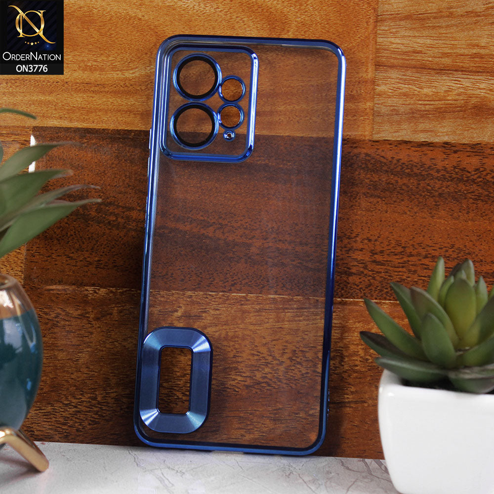 Xiaomi Redmi Note 12 4G Cover - Blue -  Electroplating Borders Logo Hole Camera Lens Protection Soft Silicone Case