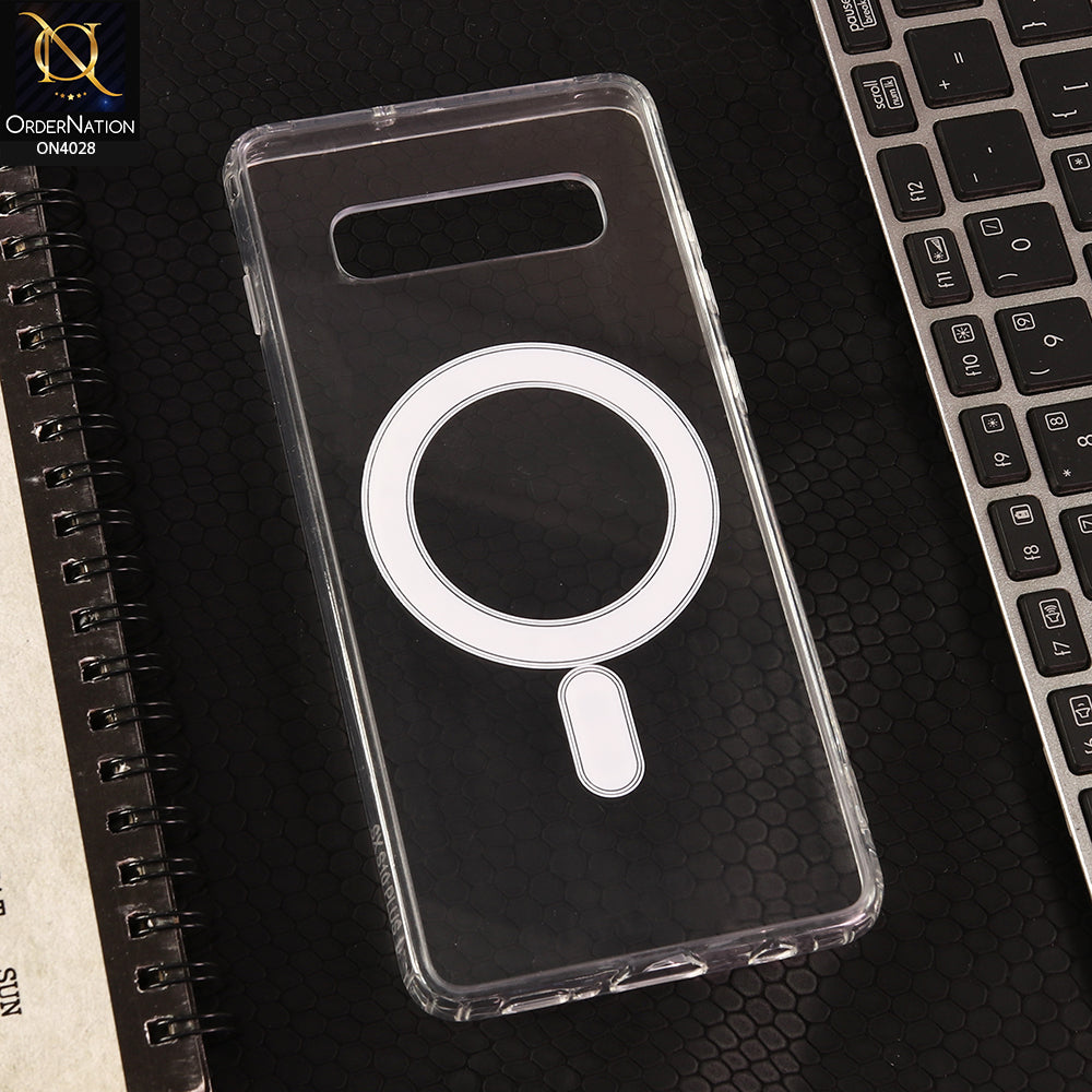 Samsung Galaxy S10 Plus Cover - Transparent - New Clear Back Soft Borders MagSafe Case With Camera Bumper Protection