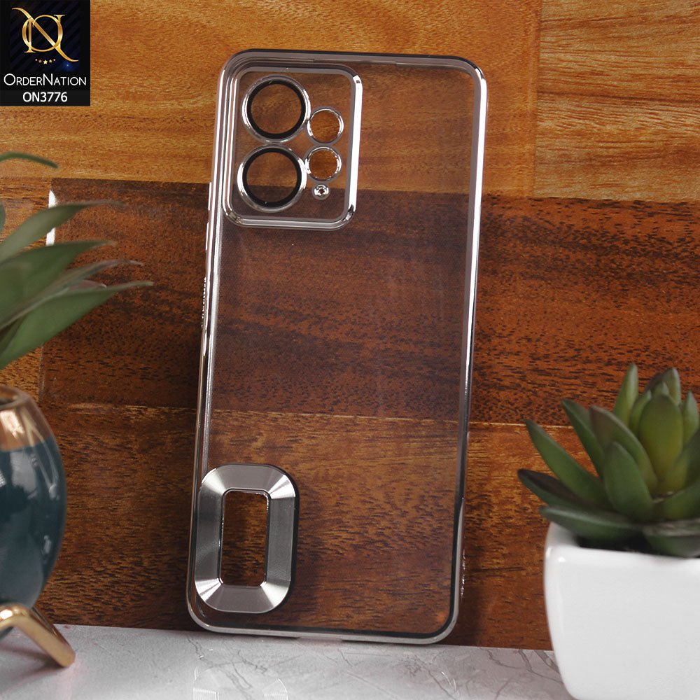 Xiaomi Redmi Note 12 4G Cover - Sliver -  Electroplating Borders Logo Hole Camera Lens Protection Soft Silicone Case